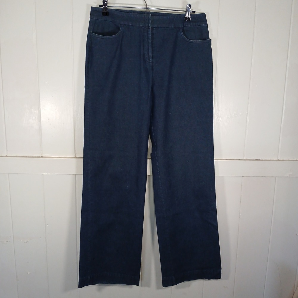 Eileen Fisher Jeans‎ Women Medium Blue Dark Wash Wide Leg Denim Trousers